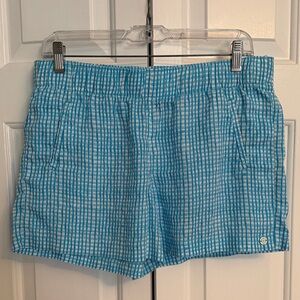 Lilly Pulitzer Blue Checked Seersucker Linen Pull on Shorts
